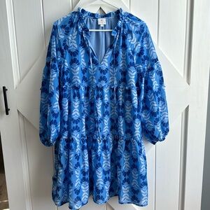 Blue floral print dress